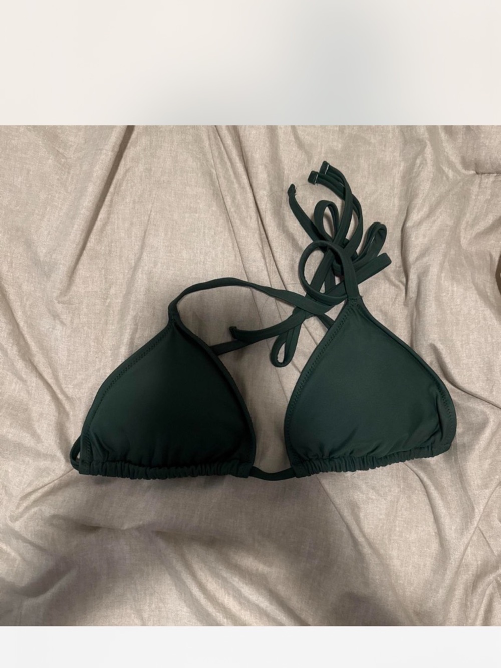 Women’s Dark Green Triangle Bikini Top - Classic Tie Swim Top - fits like xs/s